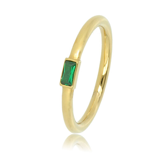 My Bendel Gold stud ring with small green stone