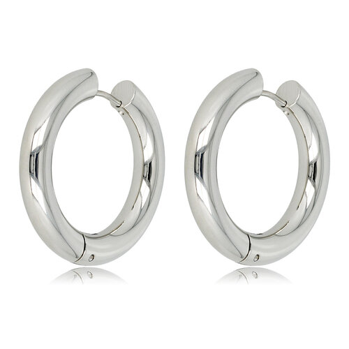 My Bendel Stralende Zilveren Oorring 30x5 mm - Tijdloze Elegantie