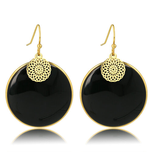 My Bendel Elegante Onyx Oorbel met Gouden Accent 40mm