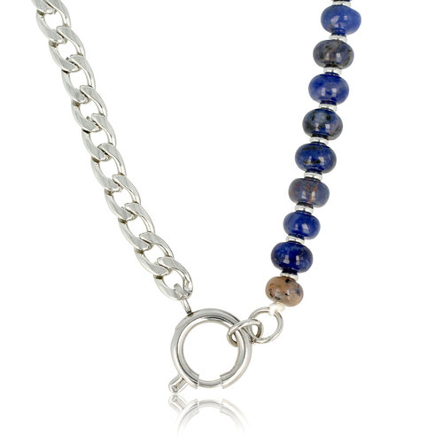 My Bendel Zilveren Schakelketting met Sodalite Edelstenen