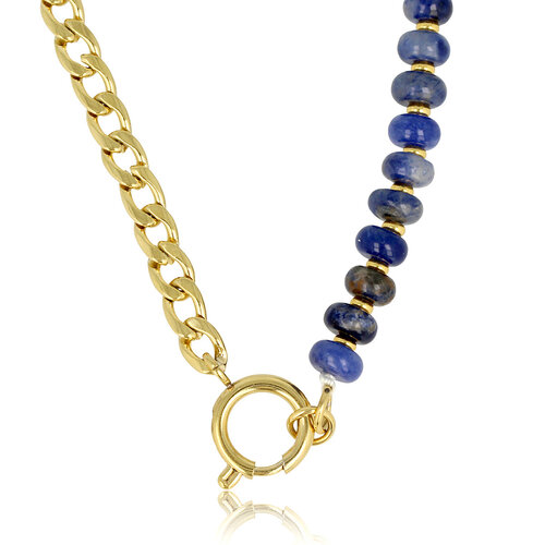 My Bendel Gouden Schakelketting met Sodalite Edelstenen