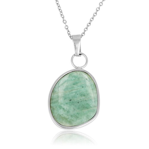 My Bendel Zilveren Ketting met Amazonite Hanger - Unieke Edelsteen