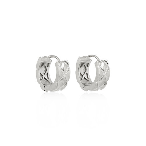 My Bendel Earring silver with pattern 16x6 mm
