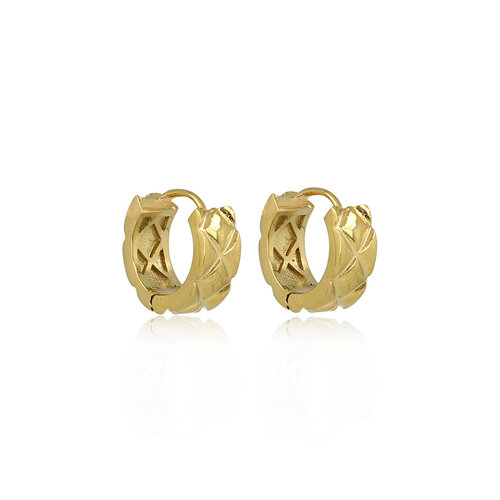 My Bendel Goldohrringe mit Muster 16x6 mm
