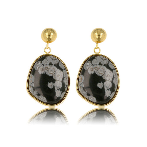 My Bendel Gouden oorsteker met echte Snowflake edelsteen