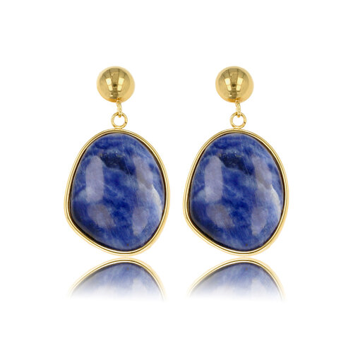 My Bendel Goldohrstecker mit echtem Lapislazuli-Edelstein