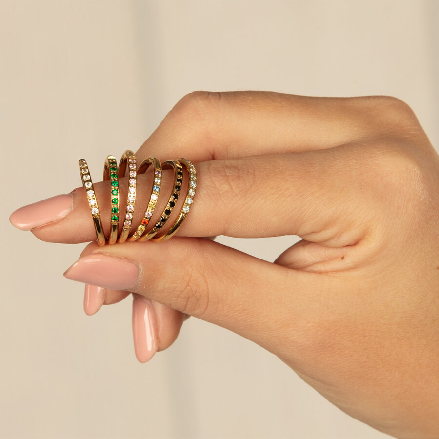 My Bendel Edelstalen aanschuifring met zirkonia steentjes voor stralende look