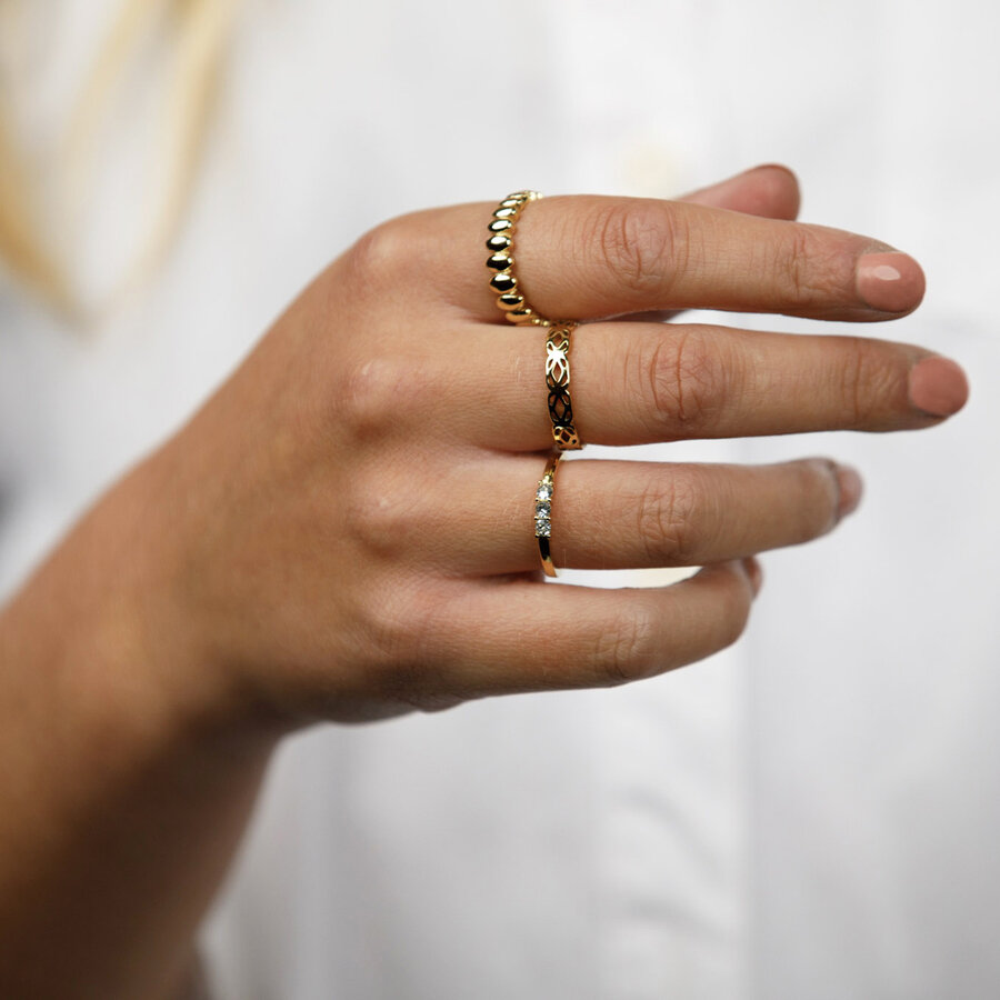My Bendel Goldring mit Swarovski-Steinen