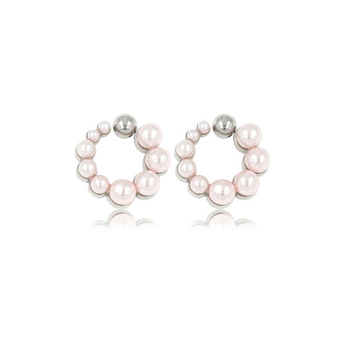 My Bendel Zilveren Oorstekers met Roze Parels 13mm
