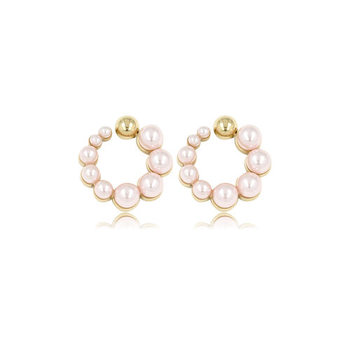 My Bendel Ear studs gold with pink pearls 13 mm