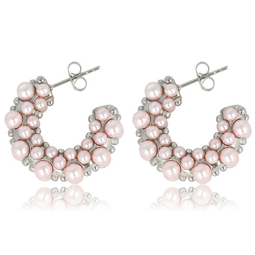 My Bendel Roze Parel Oorringen van Zilver - 23mm Elegantie