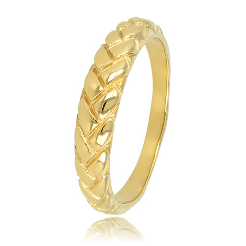 My Bendel Gevlochten gouden ring - Brede stapelring - Verfijnd patroon