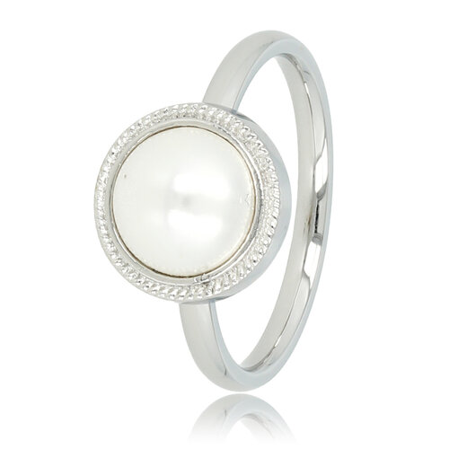My Bendel Aanschuifringring  zilver met witte parel