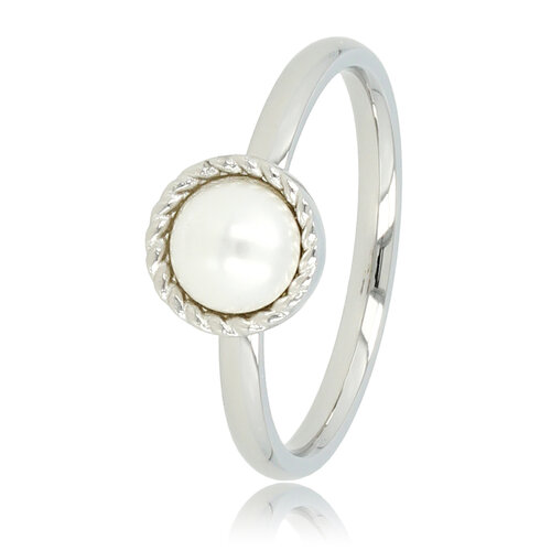 My Bendel Zilveren ring - Witte parel - Vintage rand