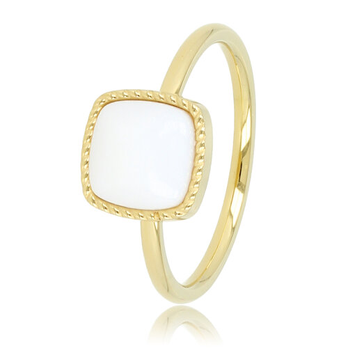 My Bendel Gouden zegelring - White Aventurine edelsteen
