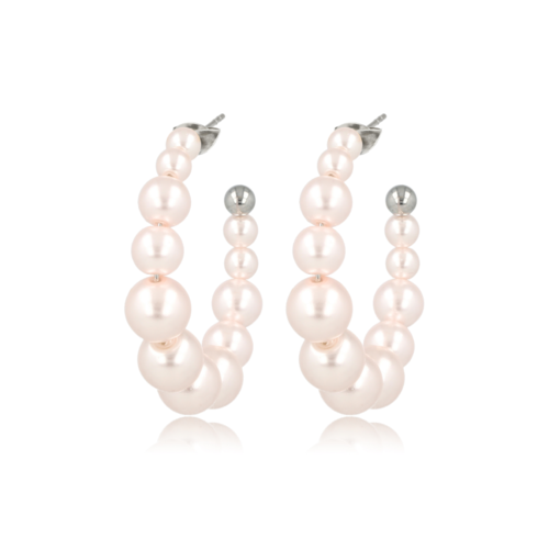 My Bendel Zilveren Oorringen met Roze Parels - 30mm Stijlvol Design
