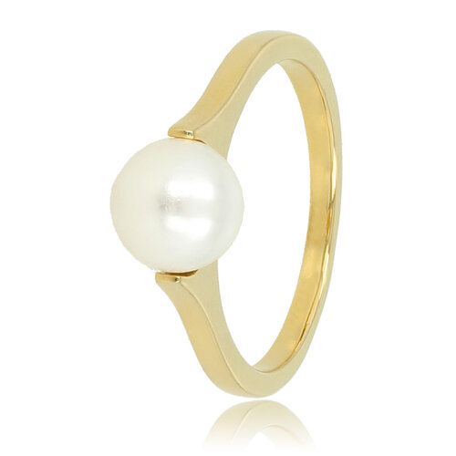 My Bendel Gouden ring - Grote witte parel - Tijdloze schoonheid