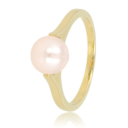 My Bendel Gouden ring - grote roze parel - tijdloze schoonheid
