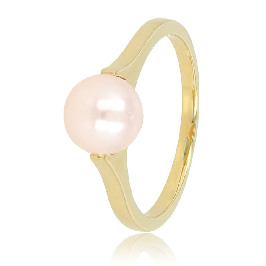 My Bendel Goldener Ohrstecker mit großer rosa Perle
