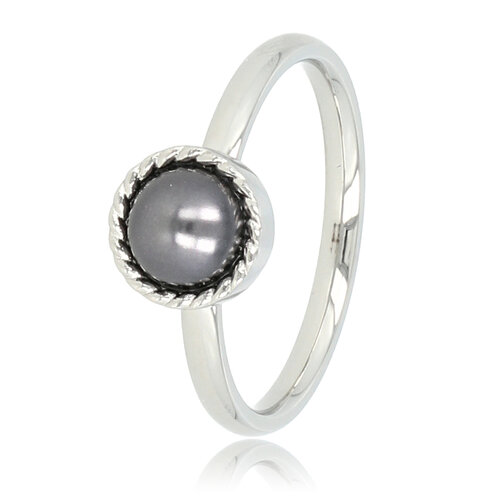 My Bendel Zilveren ring - zwarte parel - vintage rand
