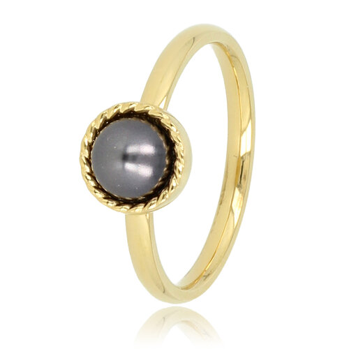 My Bendel Gouden ring - Zwarte parel - Vintage rand