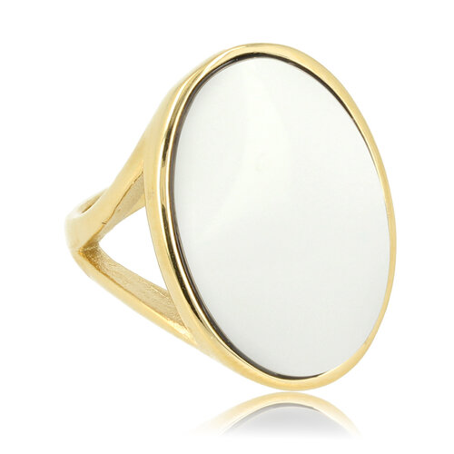 My Bendel Gouden statement ring - White Aventurine edelsteen