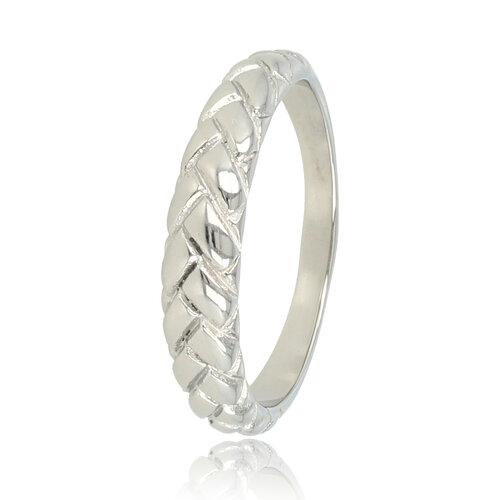 My Bendel Gevlochten zilveren ring - Brede subtiele stapelring