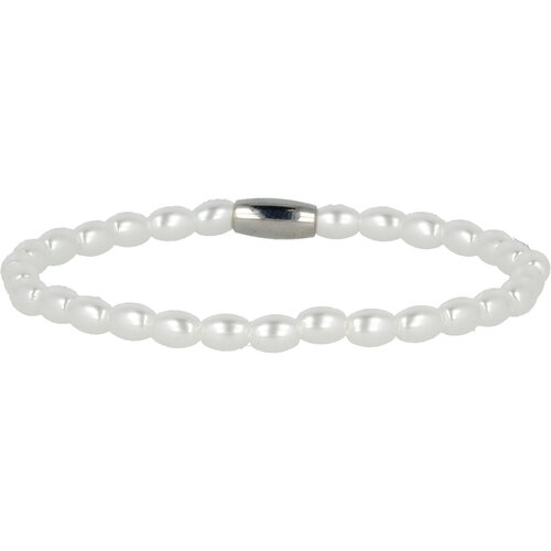 My Bendel *Elastic bracelet silver with oval white pearl