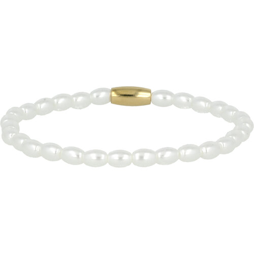My Bendel Gold-coloured elastic bracelet with white pearl