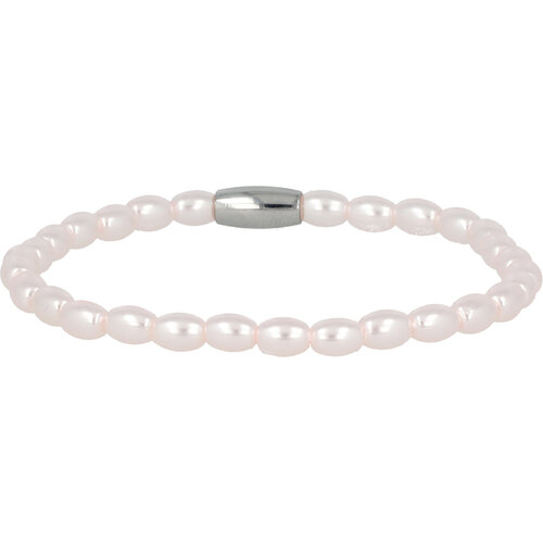 My Bendel *Elastic bracelet silver with oval pink pearl