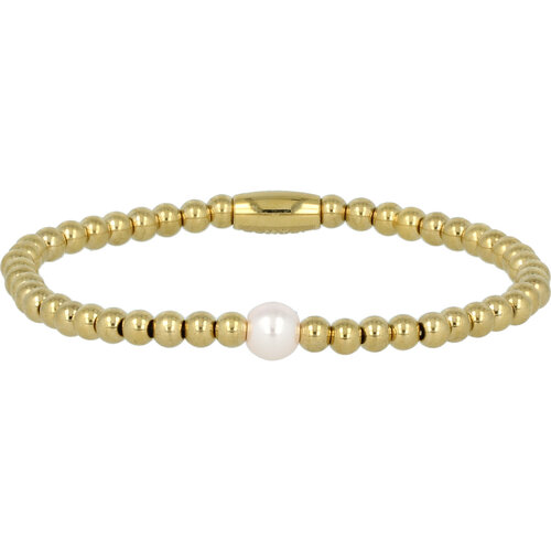 My Bendel Gouden Kralenarmband met Roze Parel - Energie & Geluk