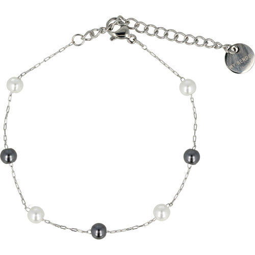 My Bendel Fine link bracelet silver with white and black pearl