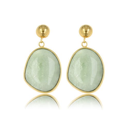 My Bendel Gouden Oorbel met Fluorite Hanger