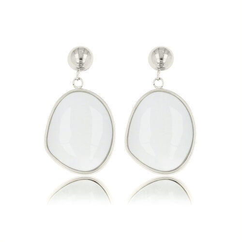 My Bendel Elegante Zilveren Oorbel met White Aventurine Hanger
