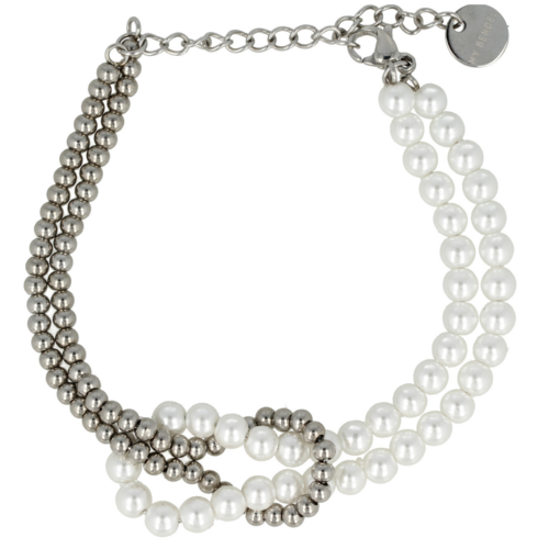 My Bendel Silver bracelet with knot detail and white pearls