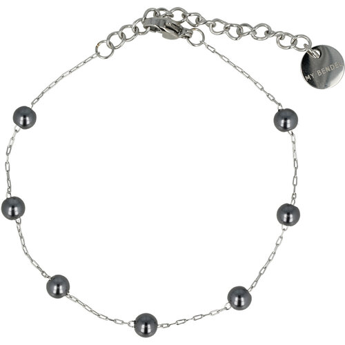 My Bendel Fine link bracelet silver with black pearl