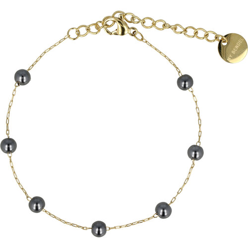My Bendel Gouden Armband met Zwarte Parels - Mysterieus Design