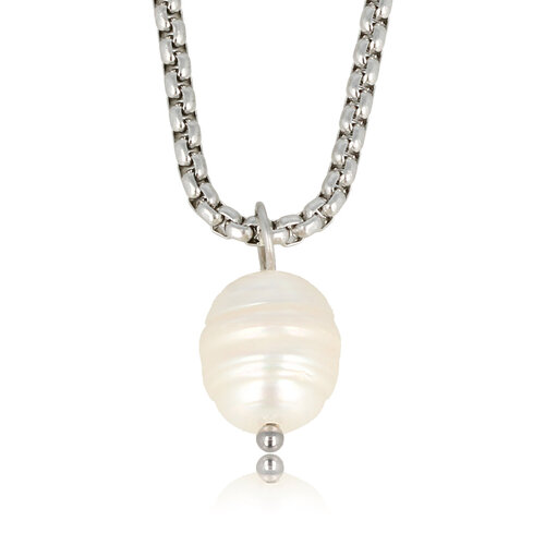 My Bendel Zilveren Schakelketting met Zoetwaterparel
