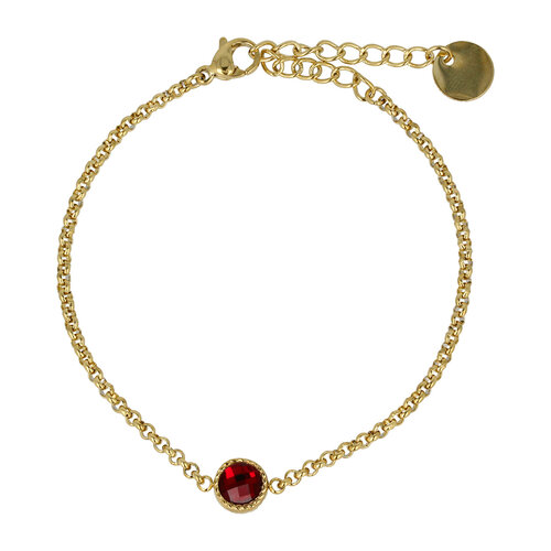 My Bendel Vintage Gouden Bedelarmband met Rood Steentje