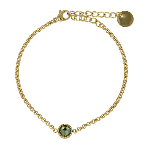 My Bendel Vintage Gouden Bedelarmband met Groene Glassteen
