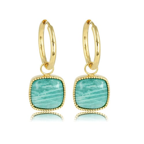 My Bendel Gouden Oorring met Amazonite Edelsteen 38mm
