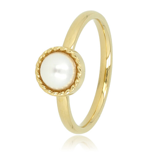 My Bendel Gouden ring - witte parel - vintage rand