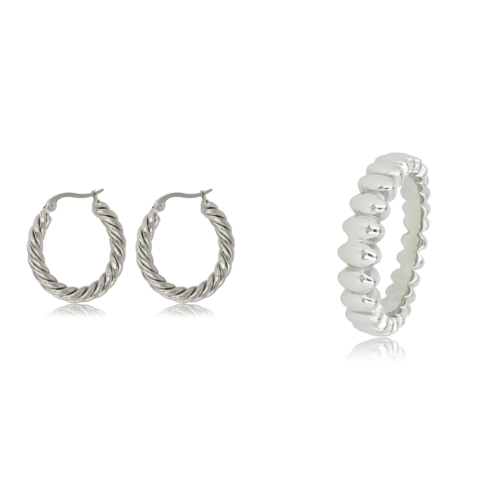 My Bendel Zilveren Ribbels & Twist: Unieke Sieradenset