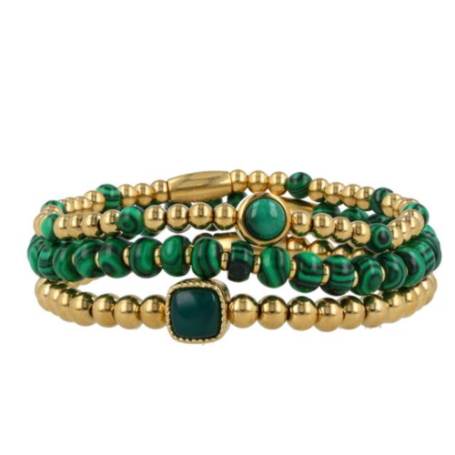 My Bendel Set of bracelets with Malachite gemstones