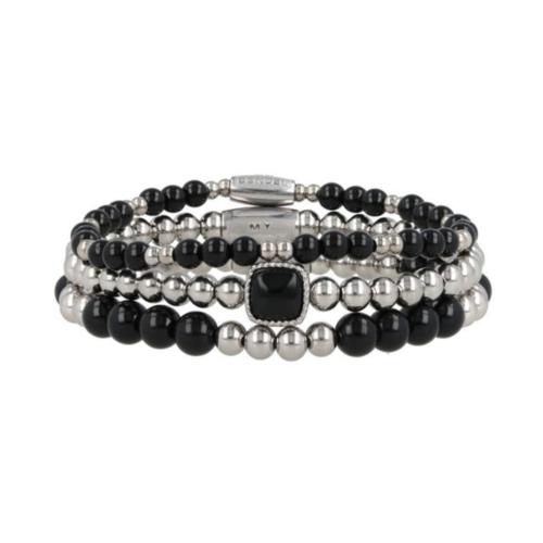 My Bendel Bracelets set of 3 silver bracelets with Onyx gemstones