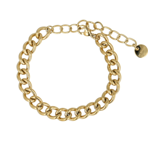 My Bendel Gouden stainless steel Schakelarmband Verstelbaar