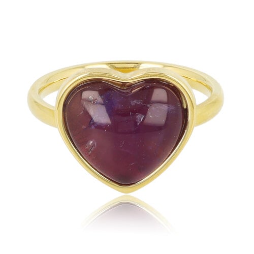 My Bendel Gouden hartenring - Amethyst edelsteen - Rust & bescherming