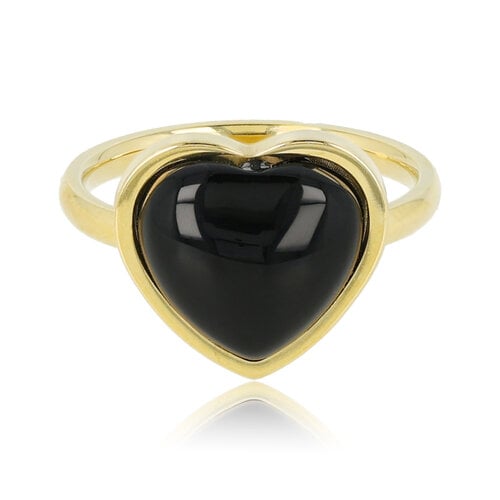 My Bendel Gouden hartenring - Onyx edelsteen - Innerlijke kracht