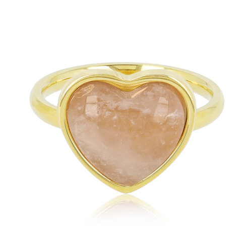My Bendel Gouden hartenring - Rose Quartz edelsteen - Innerlijke kracht