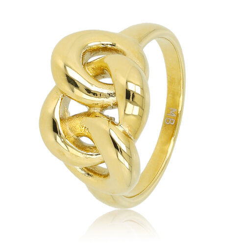 My Bendel Gouden schakel ring - Brede chique dames ring - Stainless steel